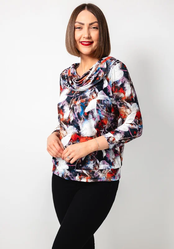 Savings Bonanza Leon Collection Abstract Cowl Neck Top, Multi