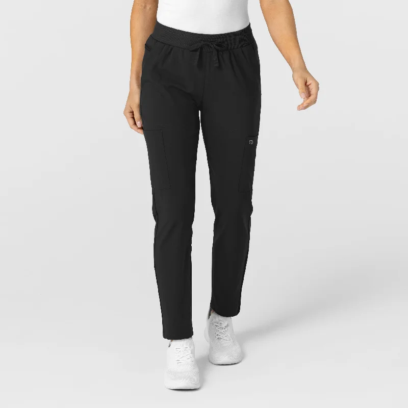 Super Bargain W123 Women's Flex-n-Reach Track Scrub Pant - Black