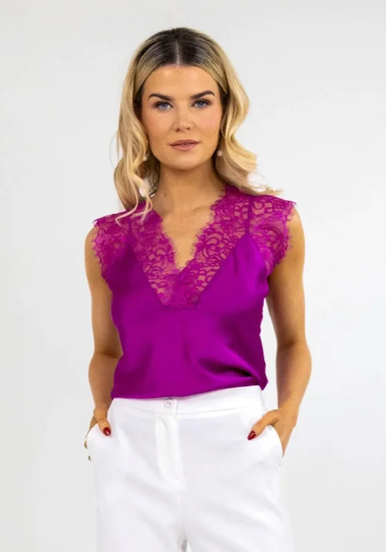 YEAR-End Clearance Kate & Pippa Lauren Lace Cami Top, Magenta