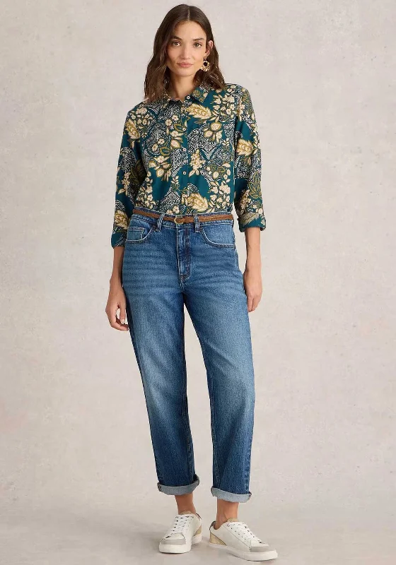 Now or Never White Stuff Sophie Organic Cotton Shirt, Teal