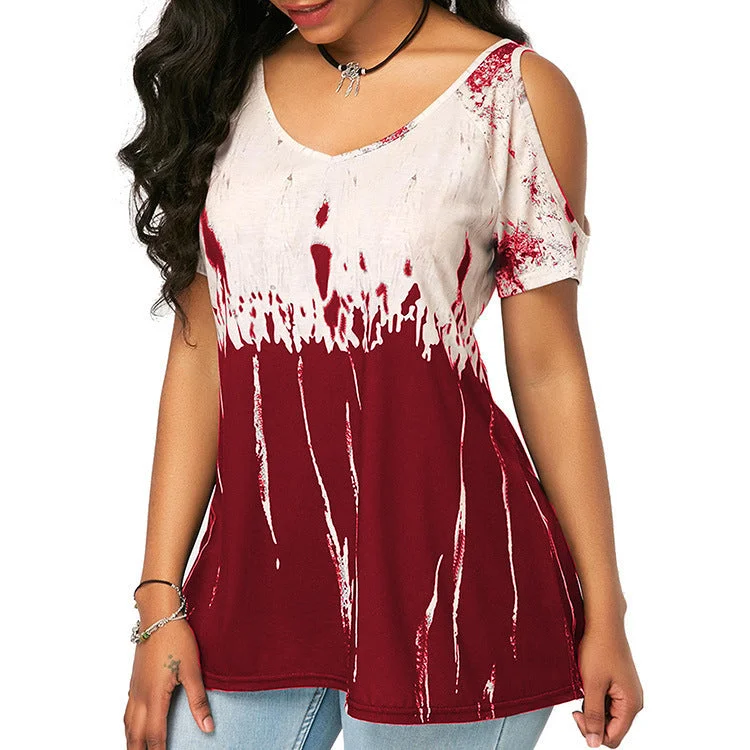 Deal Frenzy Bottoming T-Shirt With Off-Shoulder V-Neck Woman Wholesale