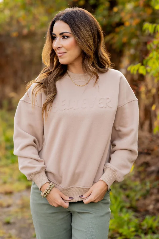 Amazing Deals Believer Embossed Crewneck