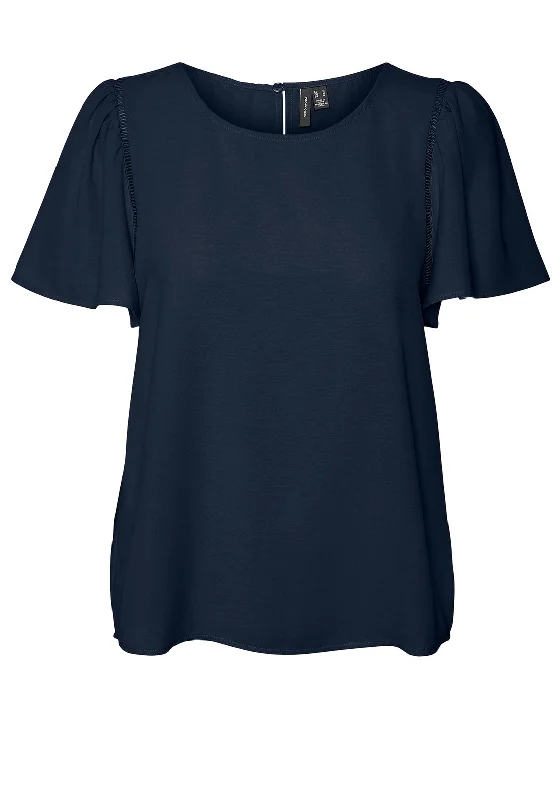 Weekend-Only Price Drops Vero Moda Alva Floaty Sleeve Blouse, Navy