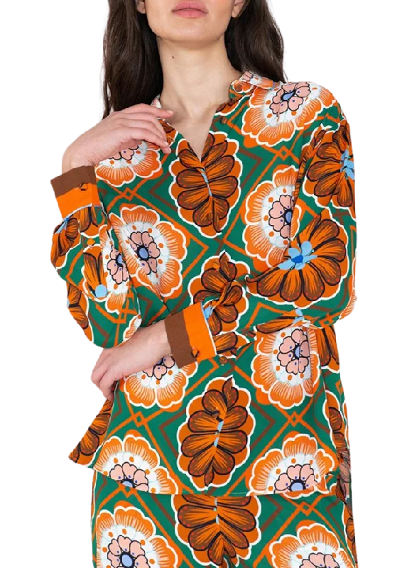 Today's Deal Nova Crepe Shirt in Flower Pop Orange