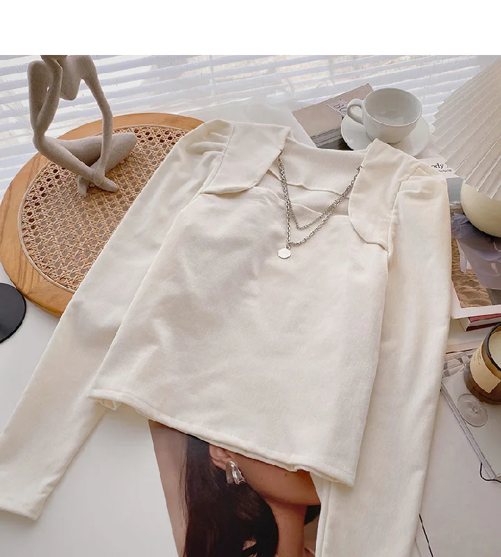 Discount Deals Design chain Square Neck Shirt Pullover Top  6355