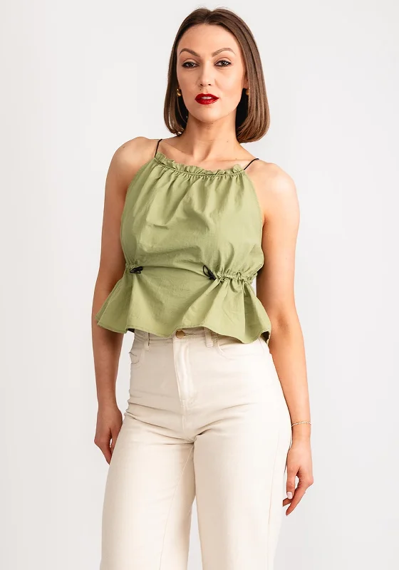 Celebrate the Weekend with Discounts Noisy May Knox Crop Parachute Top, Sage