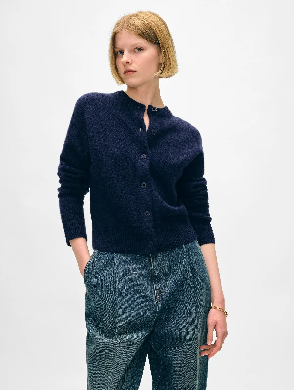 Stock Clearance Merino Cashmere Crewneck Cardigan
