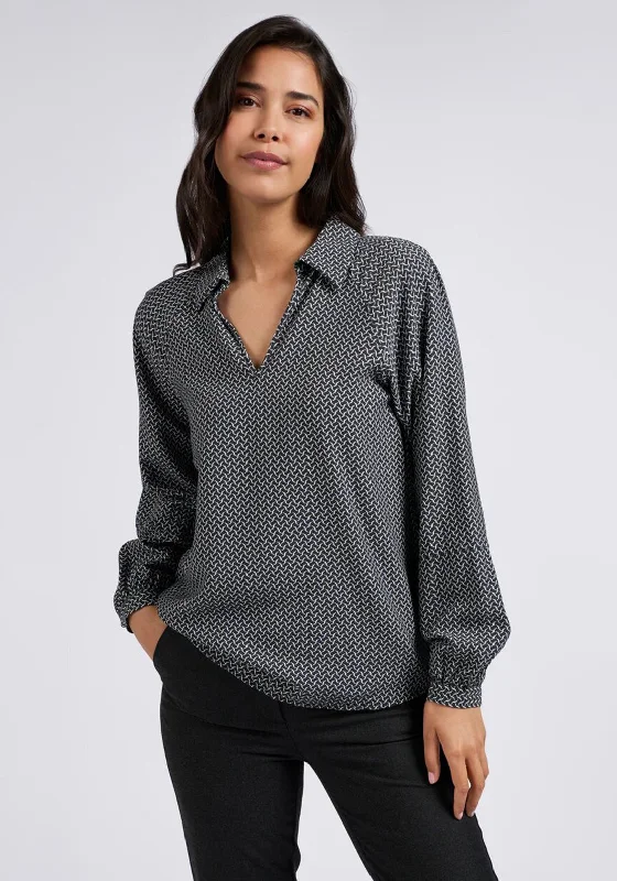 Mega Deal YAYA Lattice Print Blouse, Anthracite Dessin