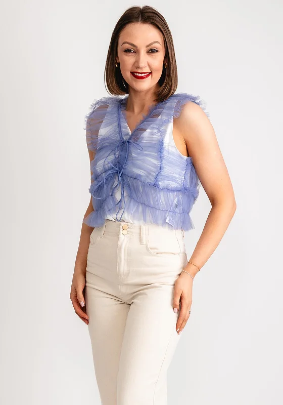 Today’s Deal Object Tulle Tie Front Top, Brunnera Blue