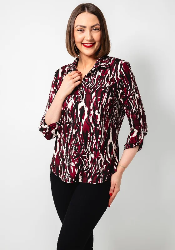 Price Buster Leon Collection Abstract Print Jersey Blouse, Wine
