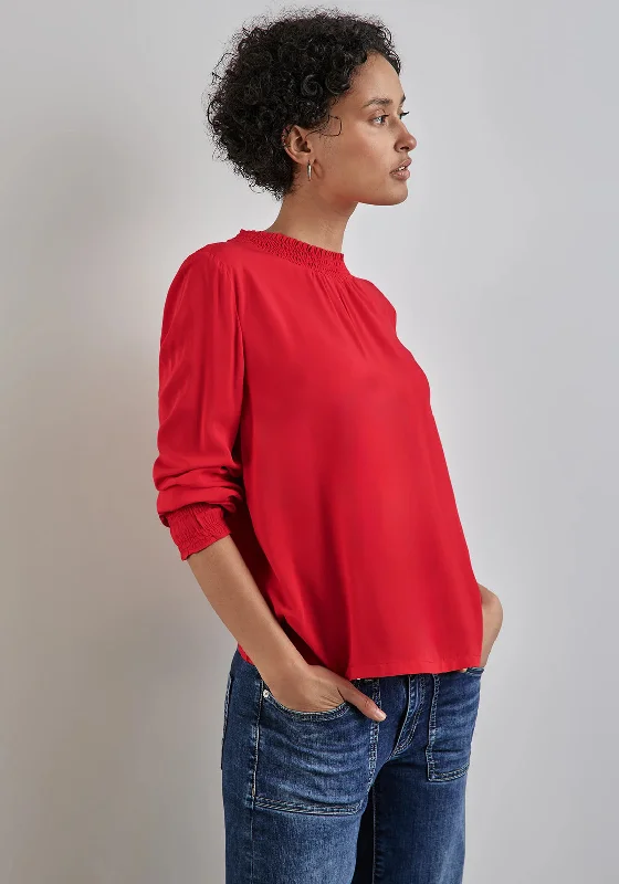 Weekend Sale: Don't Miss Out Street One Blouse with Smock Detail, Tangerine Red