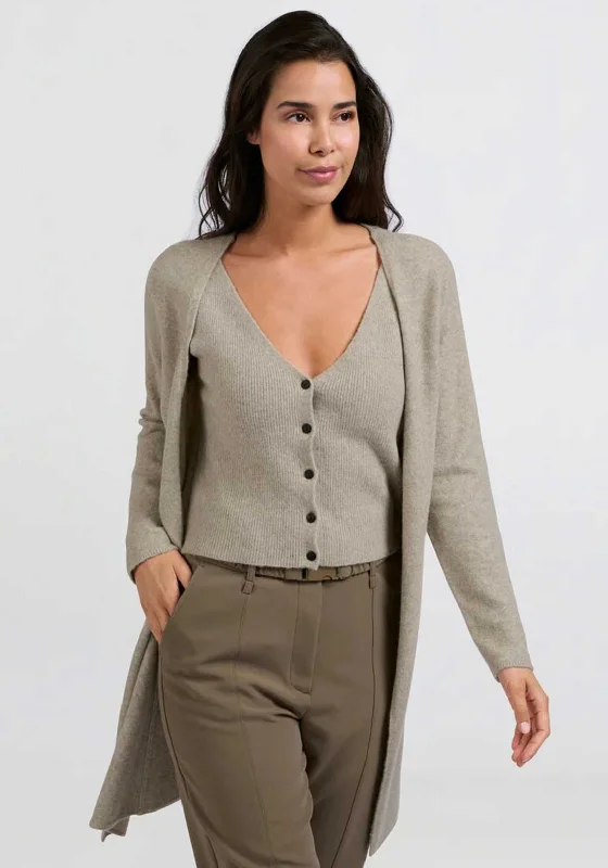Value Deals Yaya Long Cardigan and Waistcoat Twinset, Beige