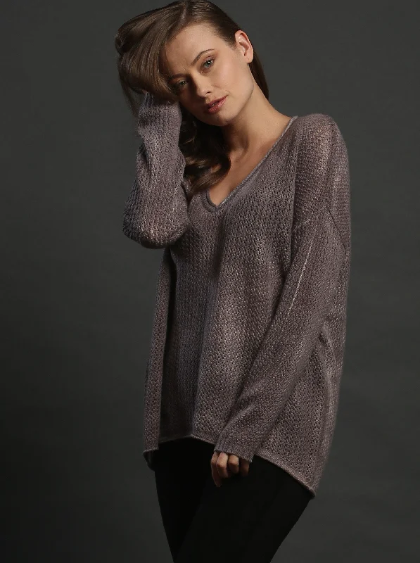 Final Clearance Hand Painted Novelty Stitch V Neck Pullover