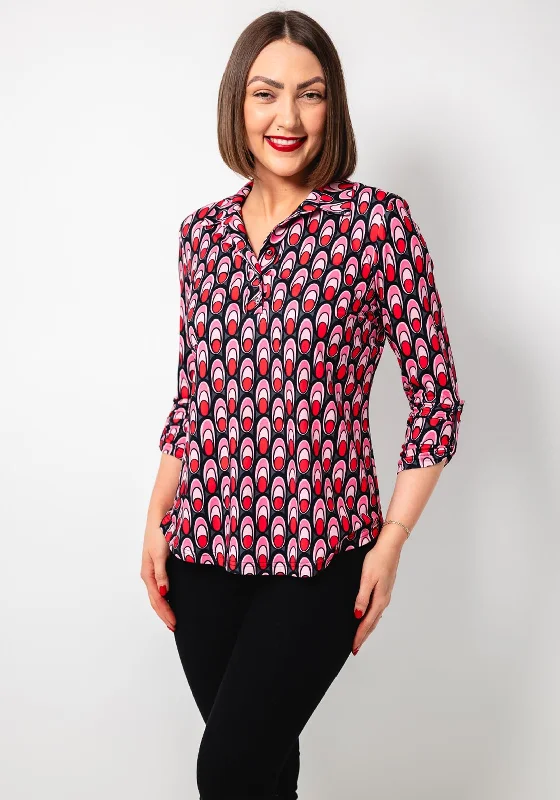 Referral Discount Leon Collection Abstract Print Jersey Blouse, Pink