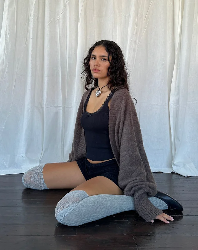 TIME-Limited Offer Pasha Brushed Knit Shrug Cardigan in Brown