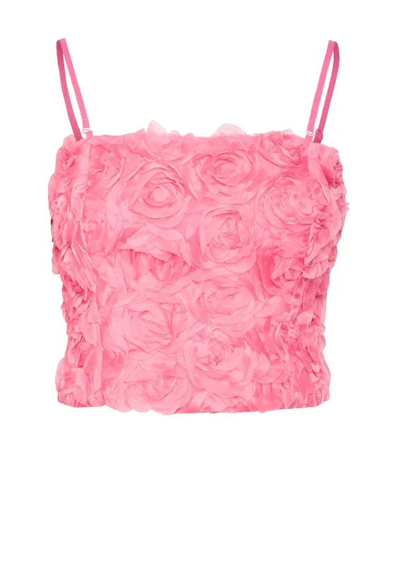 Markdown Madness Vero Moda Mia Rose Crop Tube Top, Pink Cosmos