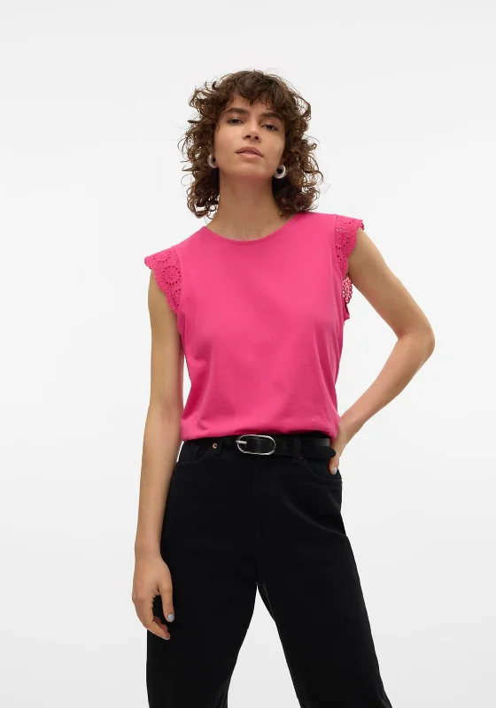 Weekend Offers That Thrill Vero Moda Emily Brodie Cap Sleeve Top, Raspberry Sorbet