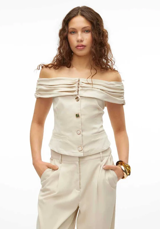 Online Deal SOMETHINGNEW Lana Off Shoulder Top, Turtledove