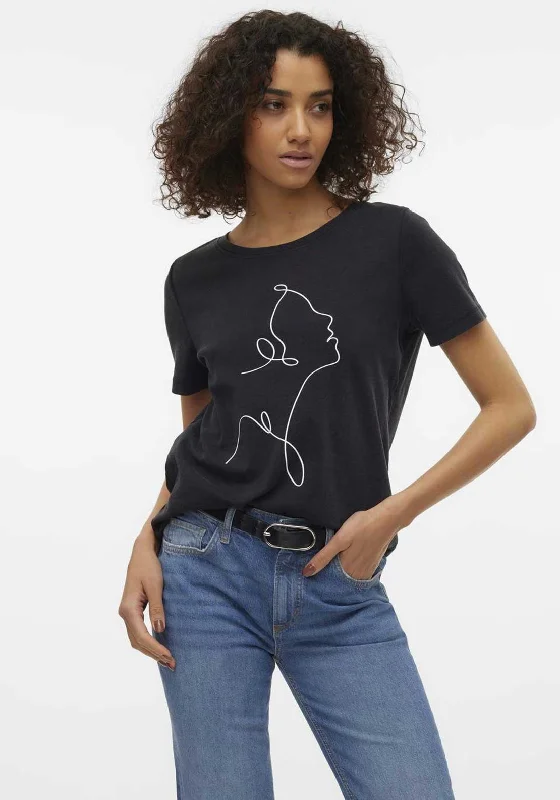 Year-End Sale Vero Moda Merle Outline Graphic T-Shirt, Black