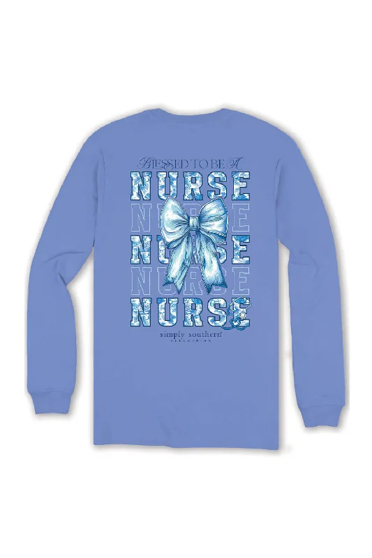 Amazing Deals Simply Southern Plus Size Long Sleeve Blessed Nurse T-Shirt for Women in Vista | EXT-LS-NURSE-VISTA