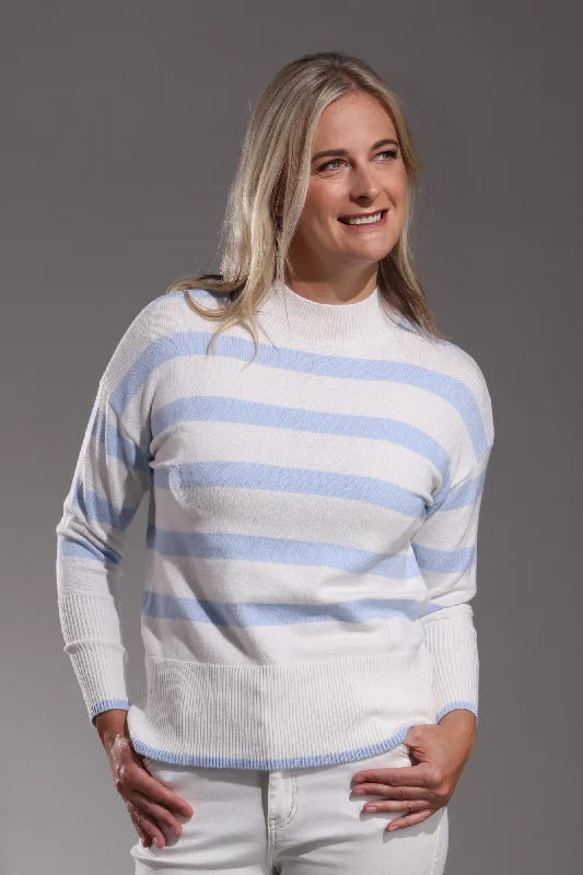 Lowest Rates Luxe Knitwear stripe Jersey | Ivory/Sky | 7326ZZ