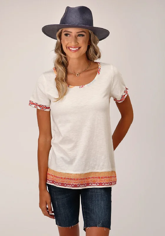 Extra Savings Roper Womens Aztec Texture Cream 100% Cotton S/S T-Shirt