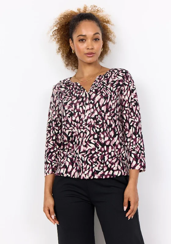Weekend Deals That Sparkle Soyaconcept Felicity Abstract Print Top, Wine Multi