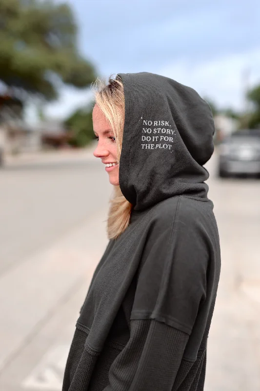 Don't Miss Out No Risk. No Story. (Midnight) - Hidden Message Oversized Waffle Hoodie