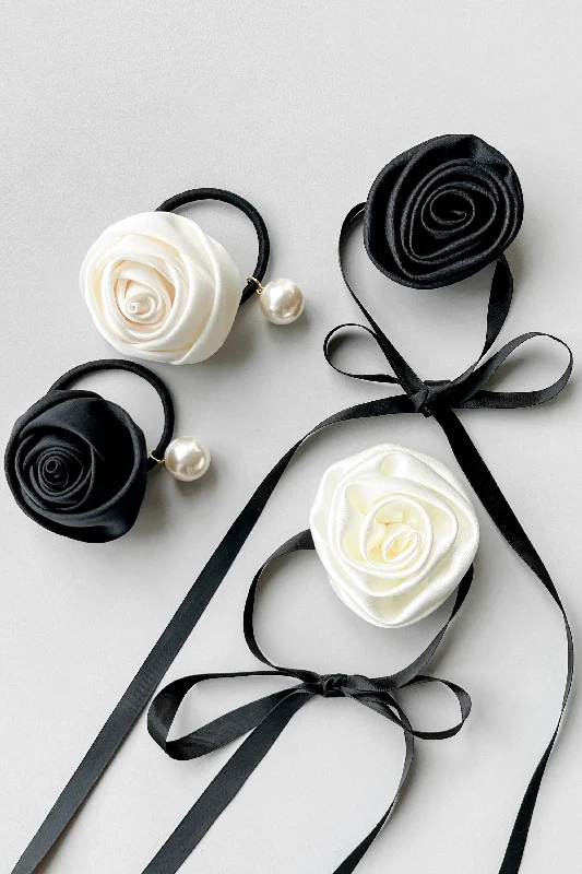 Overstock HAIR TIE WITH OVERSIZED FLOWER AND PEARL