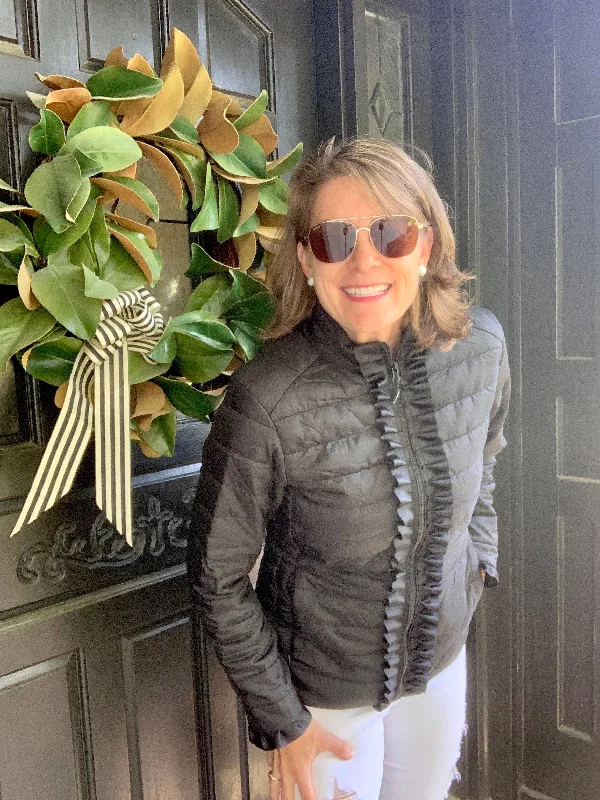 Special Savings Carrie Ruffled Ribbon Puffer Jacket (PFJ02)
