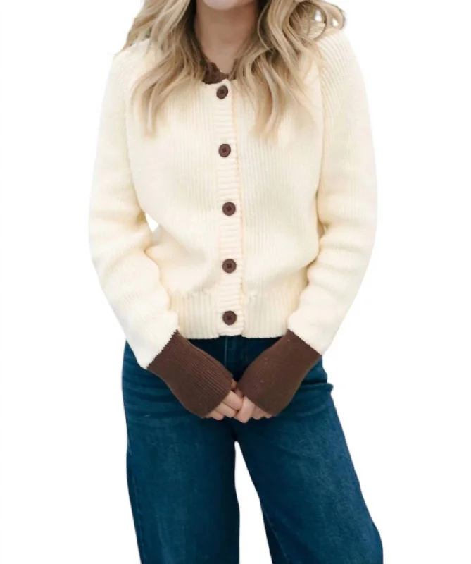 Weekend Savings Fiesta Colorblock Cardigan In Cream