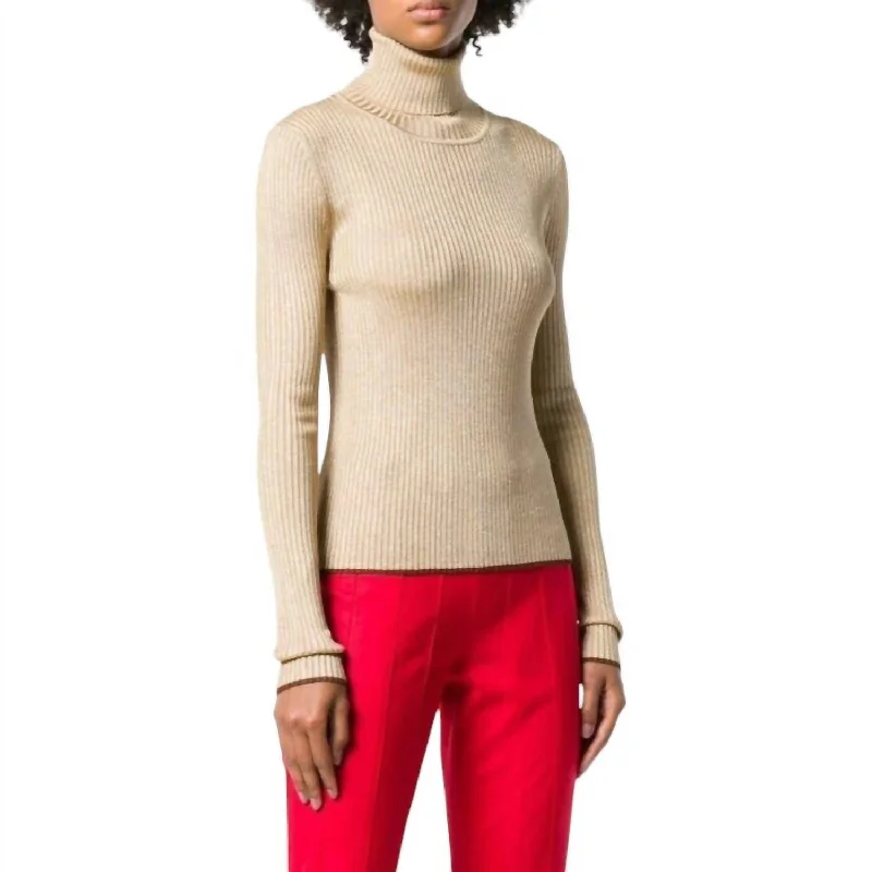 Price Cut Glitter Turtleneck Knit Sweater In Gold