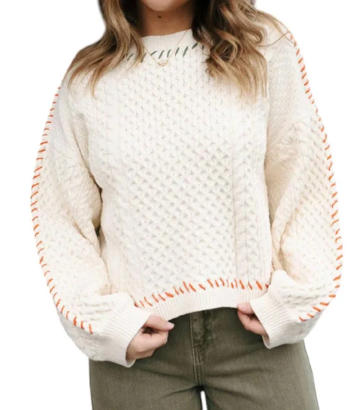 Weekend Offers That Amaze Stitched Sweater In Natural/green/red