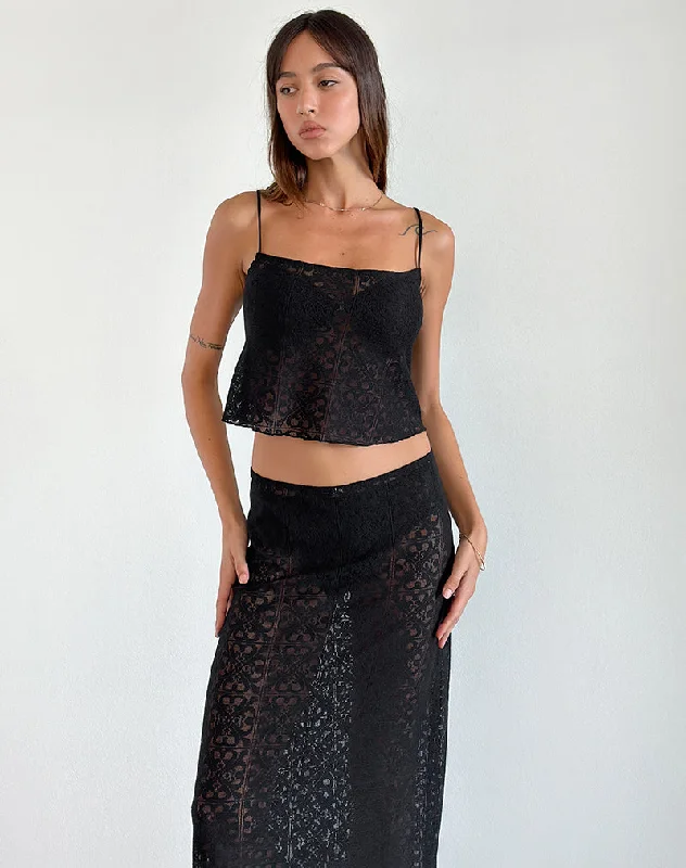Today's Special Jolan Cami Top in Black Clover Lace