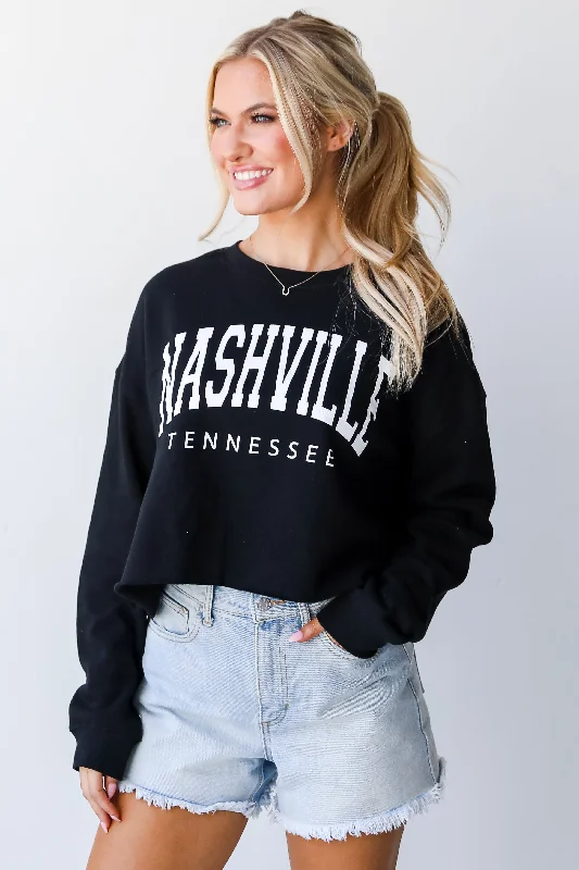 Weekend Discounts to Savor Black Nashville Tennessee Cropped Sweatshirt