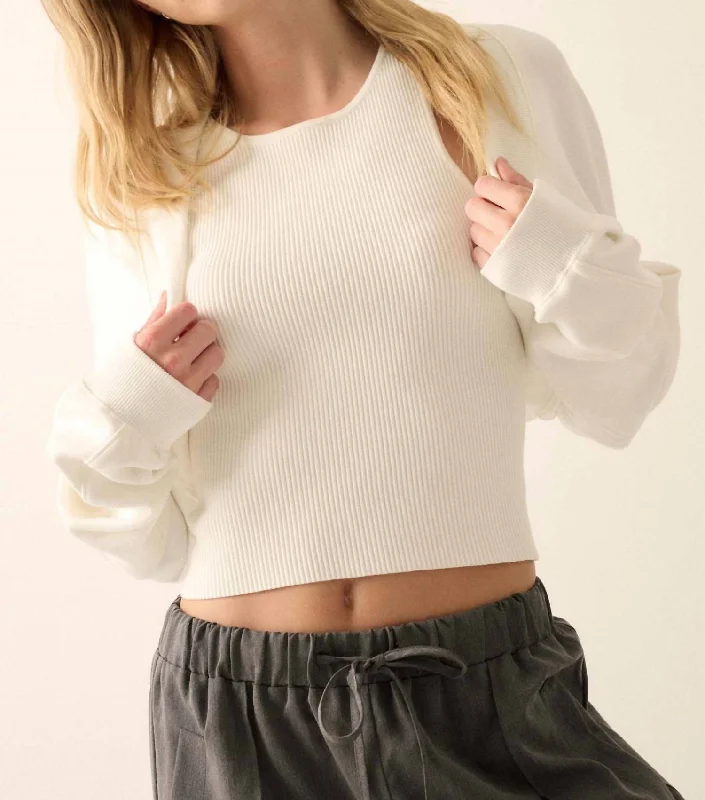 Final Clearance Scuba Shrug Cardigan In Cream