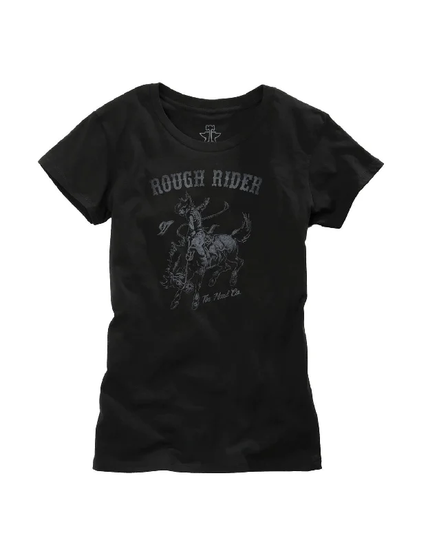 Weekend Discounts to Enjoy Tin Haul Womens Black 100% Cotton Rough Rider S/S T-Shirt Weekend Discounts to Enjoy Tin Haul Womens Black 100% Cotton Rough Rider S/S T-Shirt