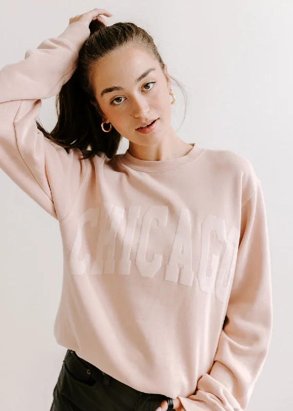 Chicago Collegiate Puff Sweatshirt - Dusty Pink