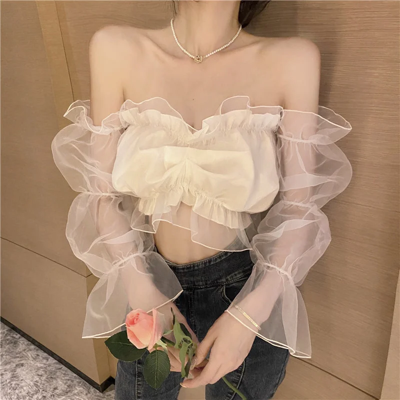 Shop and Save Sexy Long Sleeve Chiffon Shirt PL52037