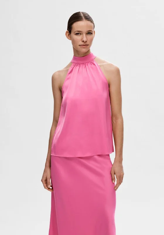 Exclusive Preview Selected Femme Lena Halterneck Top, Phlox Pink