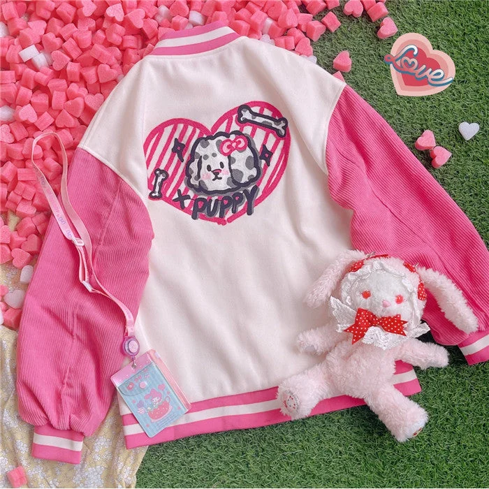 Special Price Pink Cartoon Embroidered Jacket  PL52778
