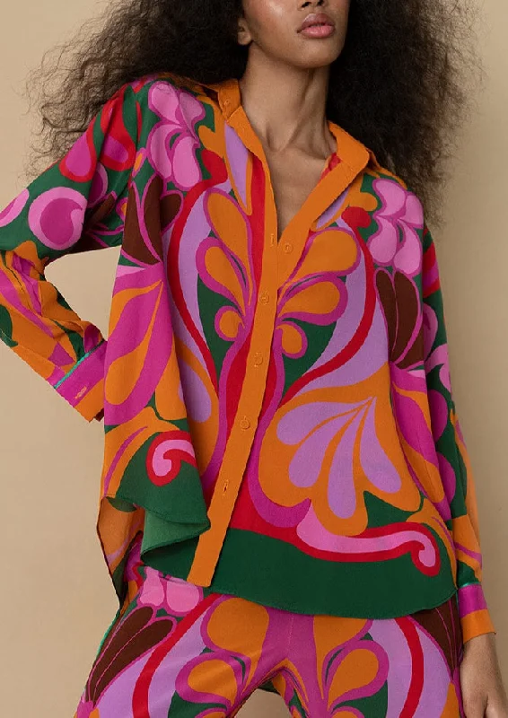 Weekend Savings Spree Nova Crepe Shirt in Seventies Orange