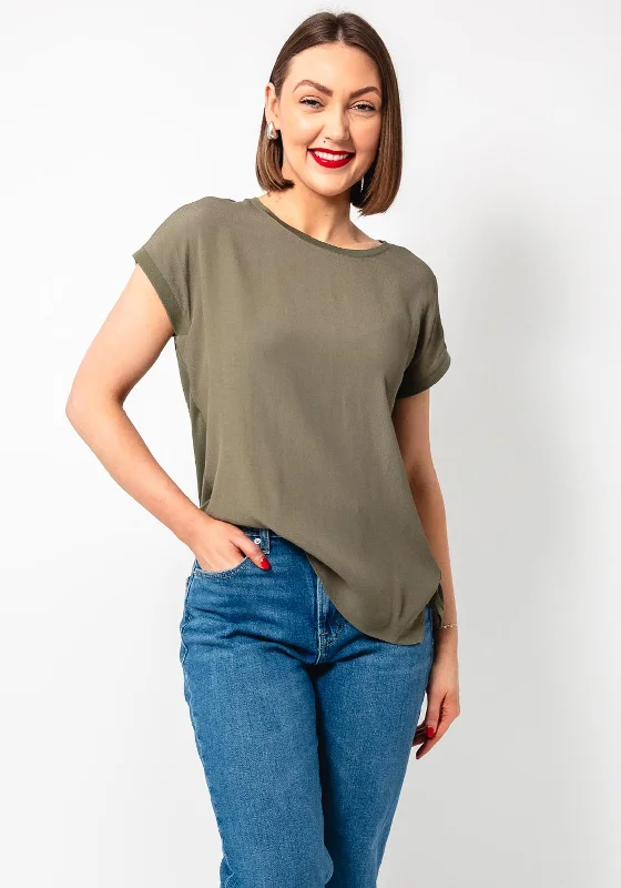Weekend Special Oui Ayono Contrast Jersey Back Top, Khaki