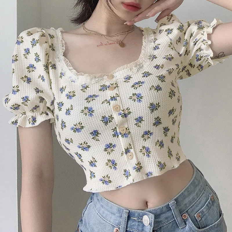 Savings Alert Vintage Square Neck Short Sleeve T-Shirt  PL52388