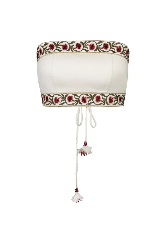 Weekend Specials Just for You Carnation Crop Top in Ivory & Red