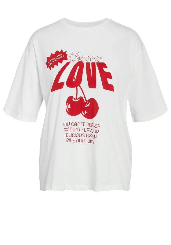 Price Reduction Noisy May Millie Vintage Cherry T-Shirt, White