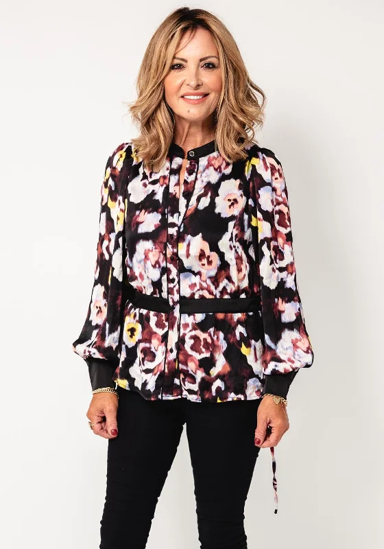 Final Clearance Rant & Rave Jelena Floral Button up Top, Black
