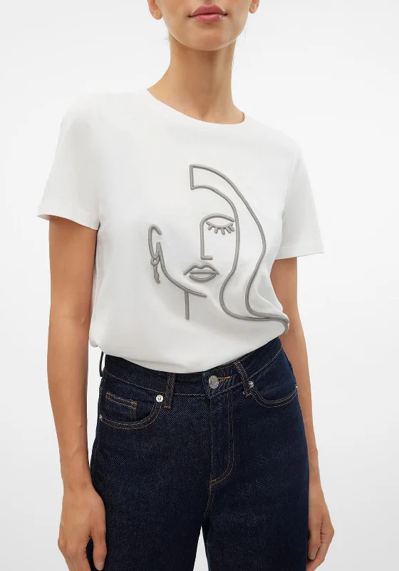 Daily Deals Vero Moda Line Abstract Graphic T Shirt, White