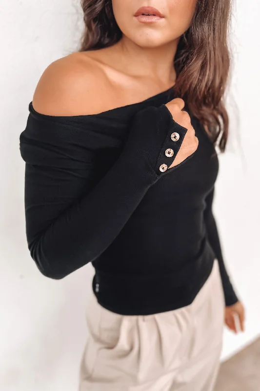 Jordyn Rib Long Sleeve Black