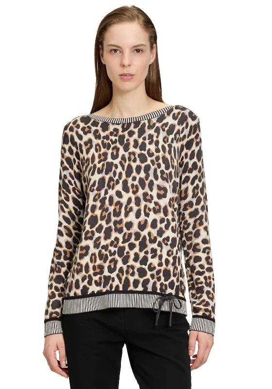 Act Now Betty Barclay Leopard Print Top, Beige